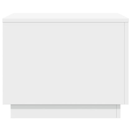 Маса за кафе с LED осветление, бяла, 50x50x40 см