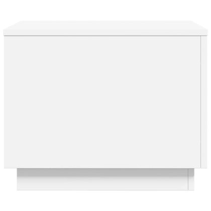 Маса за кафе с LED осветление, бяла, 50x50x40 см