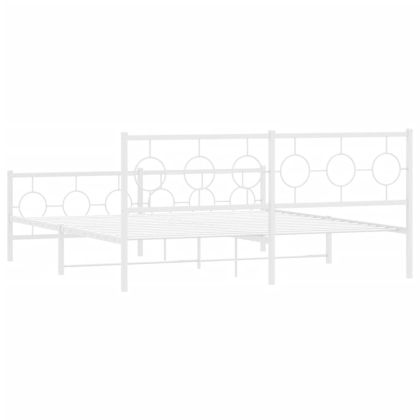 Метална рамка за легло с горна и долна табла, бяла, 183x213 см
