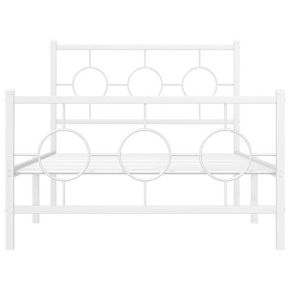 Метална рамка за легло с горна и долна табла, бяла, 100x190 см