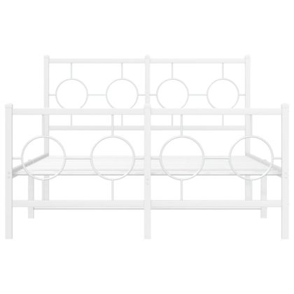 Метална рамка за легло с горна и долна табла, бяла, 120x200 см
