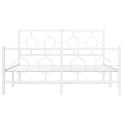 Метална рамка за легло с горна и долна табла, бяла, 140x190 см