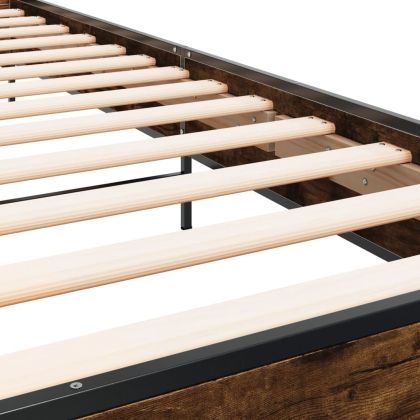 Рамка за легло, опушен дъб, 90x190 см, инженерно дърво и метал
