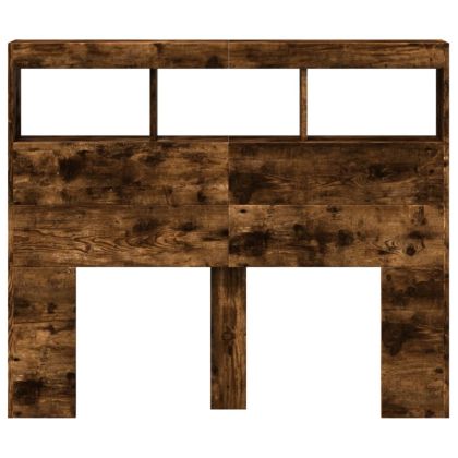 Табла шкаф с LED, опушен дъб, 120x17x102 см