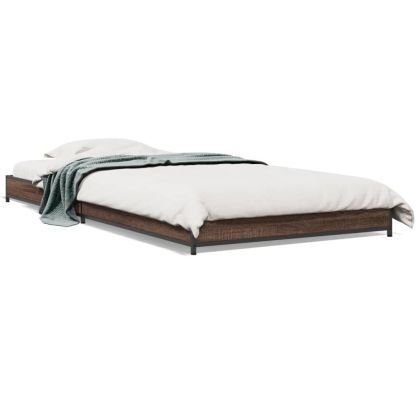 Рамка за легло, кафяв дъб, 90x190 см, инженерно дърво и метал