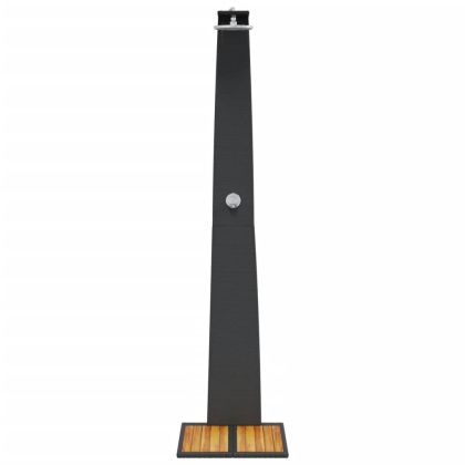 Външен душ черен 55x60x224 см полиратан и акациево дърво