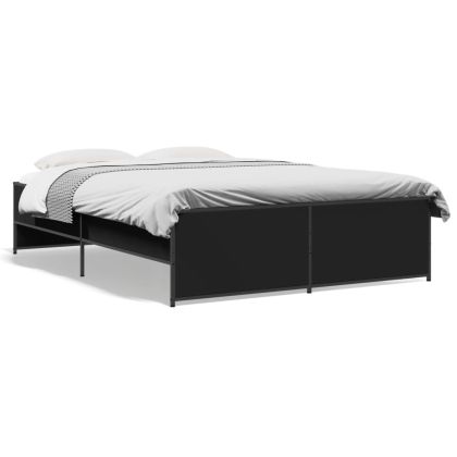 Рамка за легло, черна, 120x190 см, инженерно дърво и метал