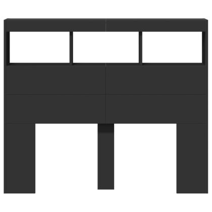 Табла шкаф с LED, черен, 120x17x102 см