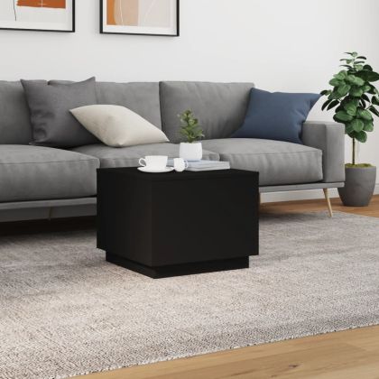 Маса за кафе с LED осветление, черна, 50x50x40 см