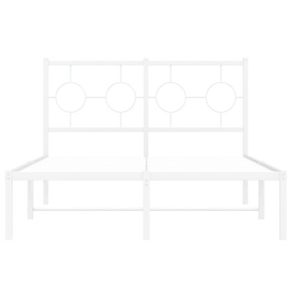 Метална рамка за легло с горна табла, бяла, 120x200 см