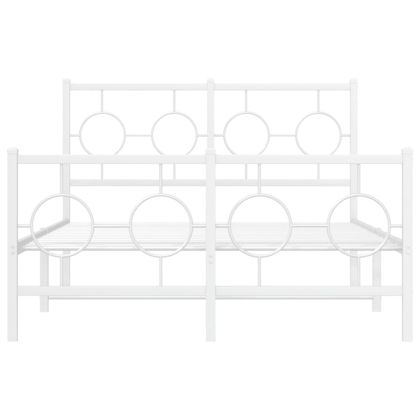 Метална рамка за легло с горна и долна табла, бяла, 120x190 см