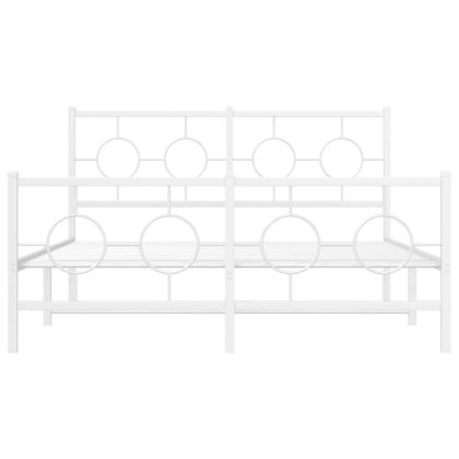 Метална рамка за легло с горна и долна табла, бяла, 135x190 см