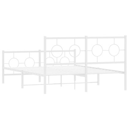 Метална рамка за легло с горна и долна табла, бяла, 135x190 см