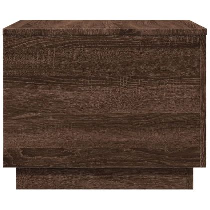 Маса за кафе с LED осветление, кафяв дъб, 50x50x40 см