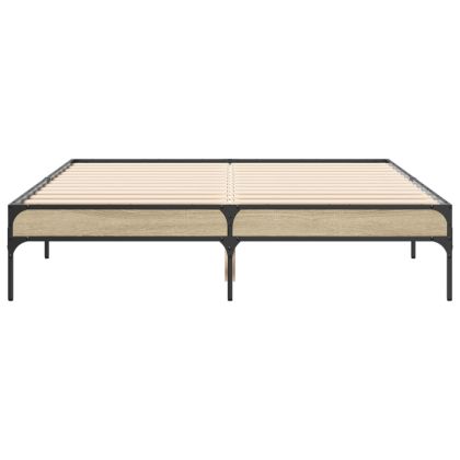 Рамка за легло, дъб сонома, 120x200 см, инженерно дърво и метал