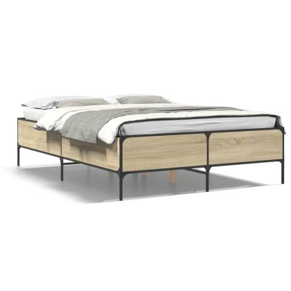 Рамка за легло, дъб сонома, 140x190 см, инженерно дърво и метал