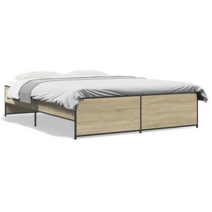 Рамка за легло, дъб сонома, 150x200 см, инженерно дърво и метал