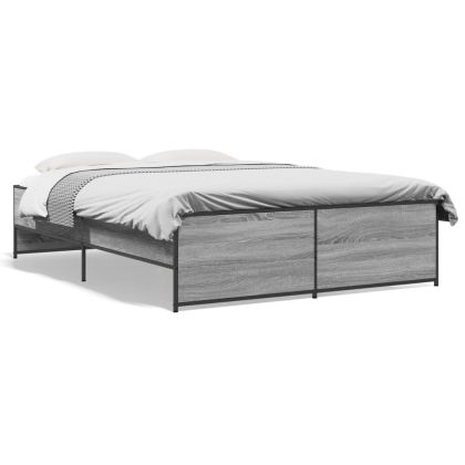 Рамка за легло, сив сонома, 120x200 см, инженерно дърво и метал