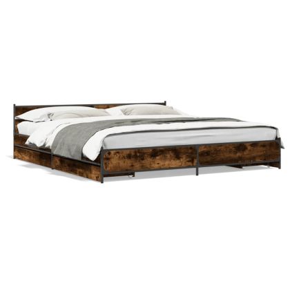 Рамка за легло с чекмедже опушен дъб 180x200 см инженерно дърво