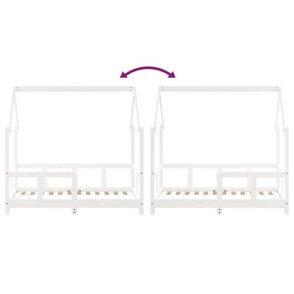 Рамка за детско легло, бяла, 70x140 см, бор масив