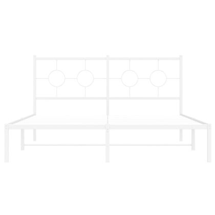 Метална рамка за легло с горна табла, бяла, 150x200 см
