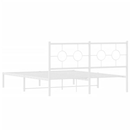 Метална рамка за легло с горна табла, бяла, 150x200 см