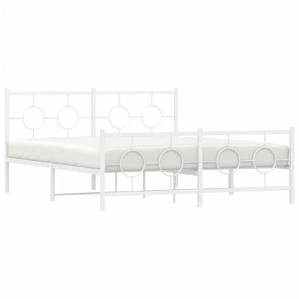 Метална рамка за легло с горна и долна табла, бяла, 160x200 см