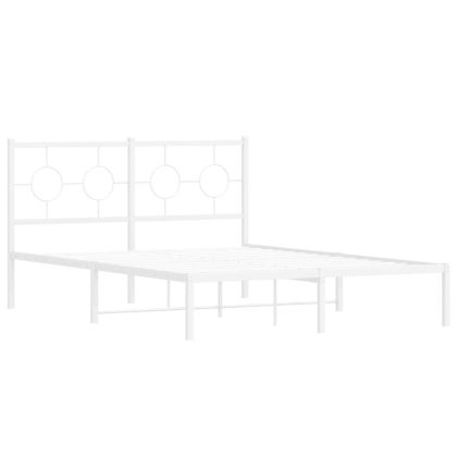 Метална рамка за легло с горна табла, бяла, 140x190 см