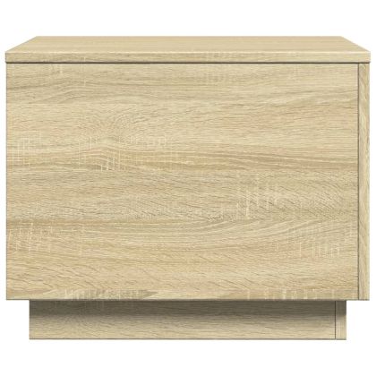 Маса за кафе с LED осветление, сонома дъб, 50x50x40 см