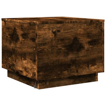 Маса за кафе с LED осветление, опушен дъб, 50x50x40 см