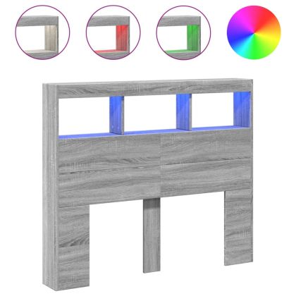 Табла шкаф с LED, сив сонома, 120x17x102 см