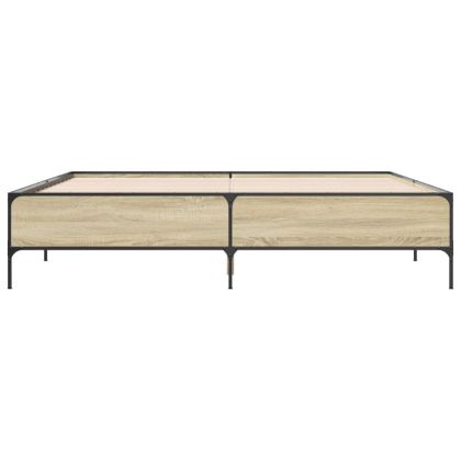 Рамка за легло, дъб сонома, 180x200 см, инженерно дърво и метал
