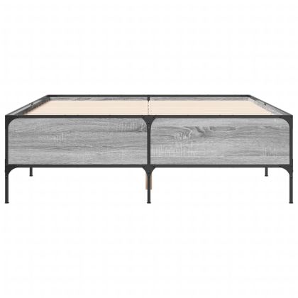 Рамка за легло, сив сонома, 120x200 см, инженерно дърво и метал