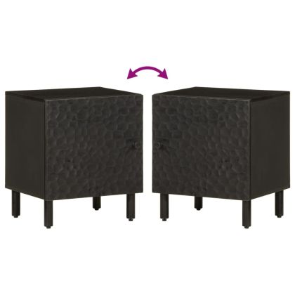 Нощно шкафче, черно, 40x33x46 см, мангово дърво масив