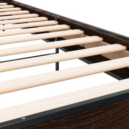 Рамка за легло, кафяв дъб, 90x200 см, инженерно дърво и метал