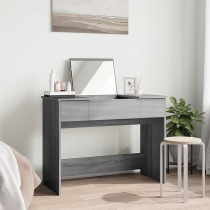 Тоалетка с огледало, сив сонома, 100x45x76 см