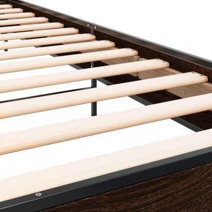 Рамка за легло, кафяв дъб, 75x190 см, инженерно дърво и метал