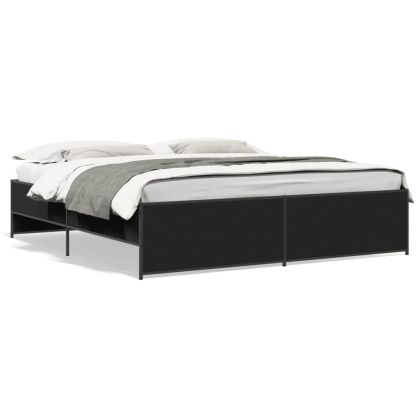 Рамка за легло, черна, 180x200 см, инженерно дърво и метал