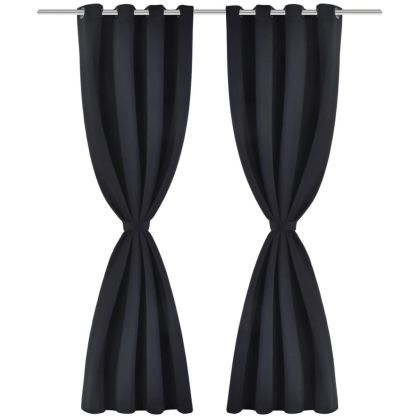 Затъмняваща завеса с метални халки, 270x245 см, черна