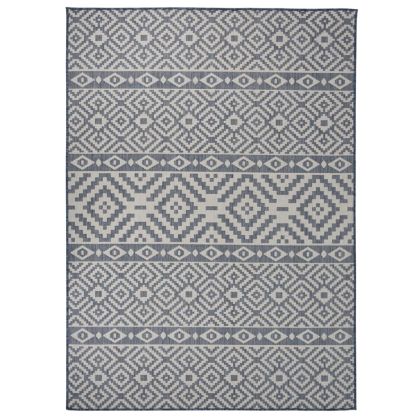 Градински плоскотъкан килим, 200x280 см, сини шевици