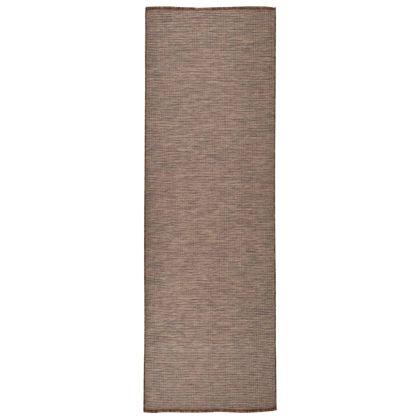 Градински плоскотъкан килим, 80x250 см, кафяв