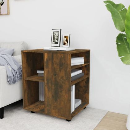 Шкаф с колелца, опушен дъб, 60x53x72 см, инженерно дърво