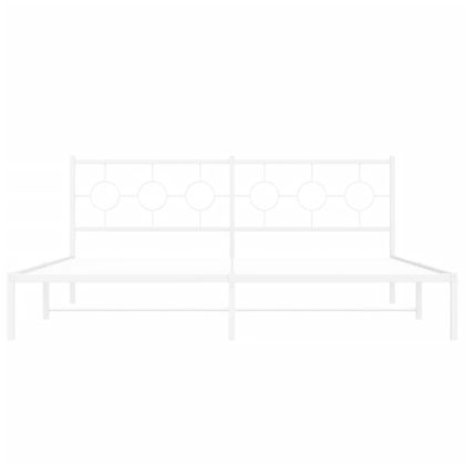 Метална рамка за легло с горна табла, черна, 193x203 см