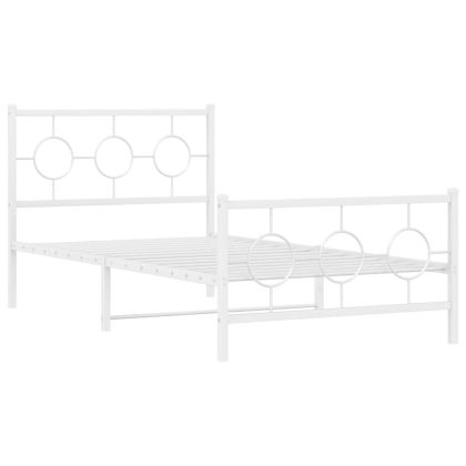 Метална рамка за легло с горна и долна табла, бяла, 100x200 см