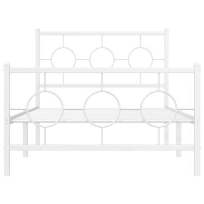 Метална рамка за легло с горна и долна табла, бяла, 100x200 см