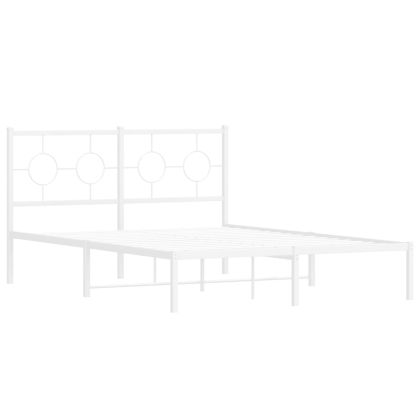 Метална рамка за легло с горна табла, бяла, 140x200 см
