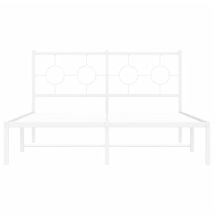 Метална рамка за легло с горна табла, бяла, 140x200 см