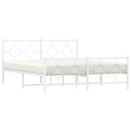 Метална рамка за легло с горна и долна табла, бяла, 150x200 см