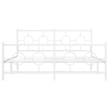 Метална рамка за легло с горна и долна табла, бяла, 150x200 см