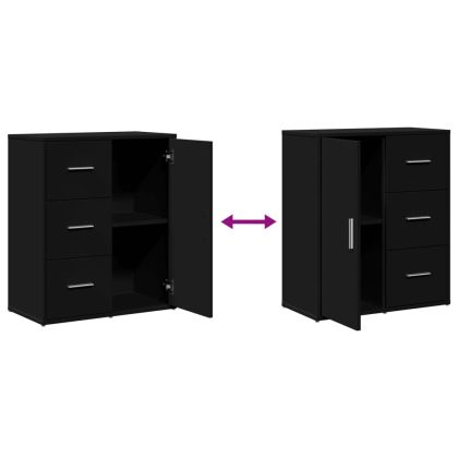 Сайдборди, 2 бр, черен, 60x31x70 см, инженерно дърво